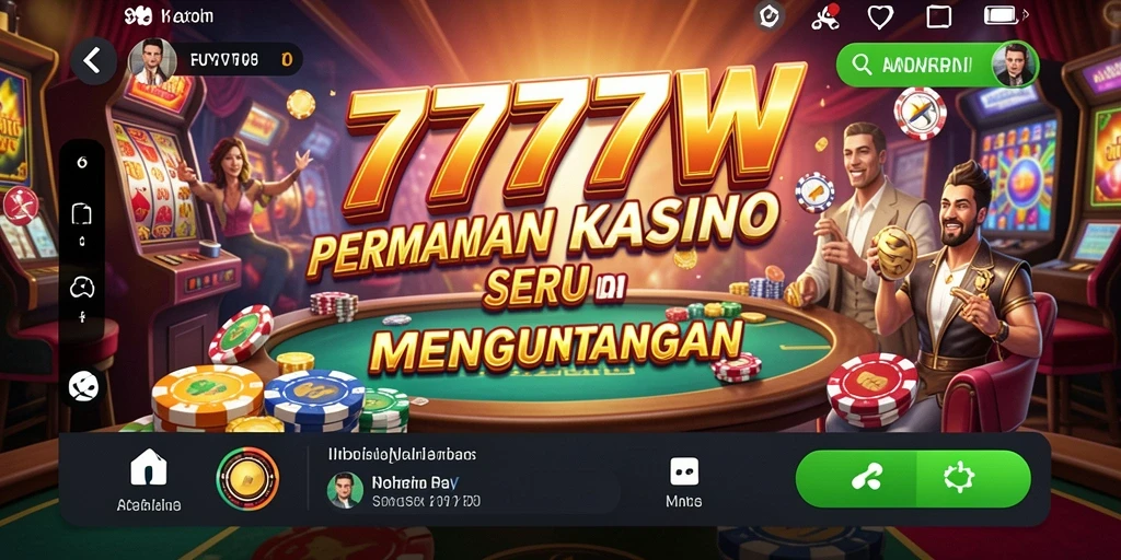 Tampilan gameplay mengasyikkan dalam aplikasi Kasino 7777W.