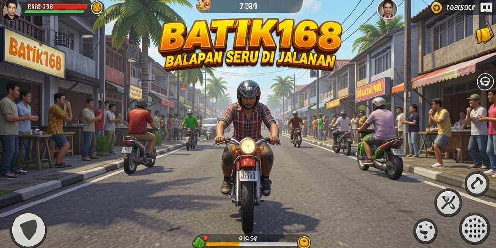 Screenshot gameplay BATIK168 menampilkan aksi balapan yang mendebarkan.
