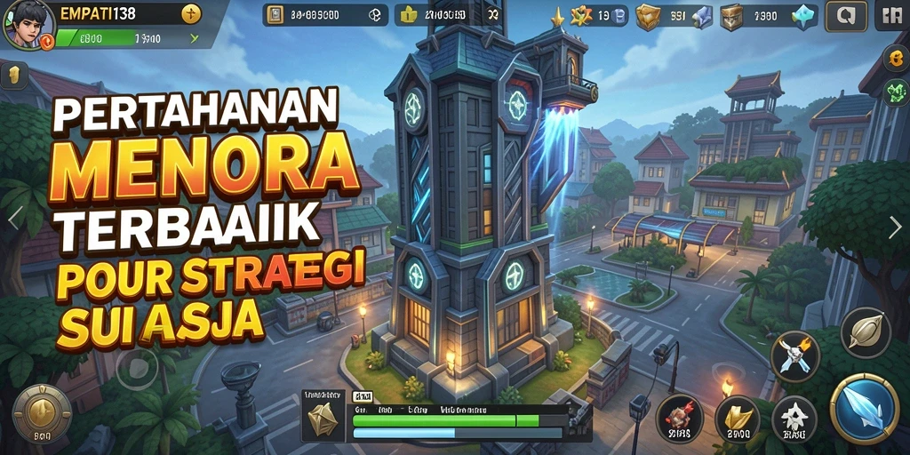 Screenshot gameplay EMPATI138 menampilkan aksi seru Tower Defense.