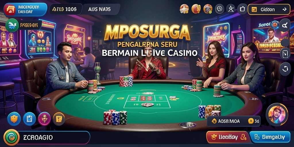 Screenshot menunjukkan dealer langsung yang ramah dalam permainan Live Casino.