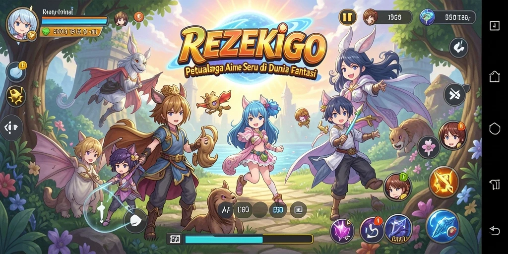 Screenshot gameplay REZEKIGO menampilkan aksi seru karakter anime.