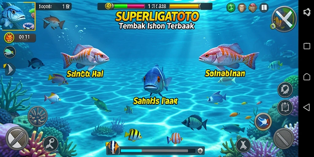Tampilan gameplay SUPERLIGATOTO yang penuh warna dan menarik.